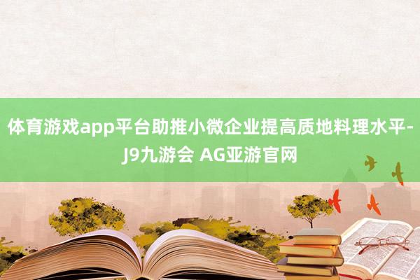 体育游戏app平台助推小微企业提高质地料理水平-J9九游会 AG亚游官网