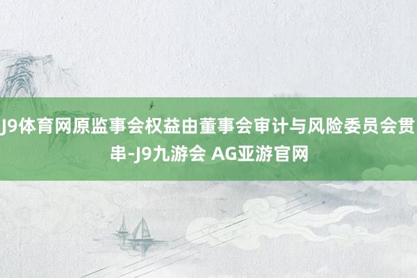 J9体育网原监事会权益由董事会审计与风险委员会贯串-J9九游会 AG亚游官网