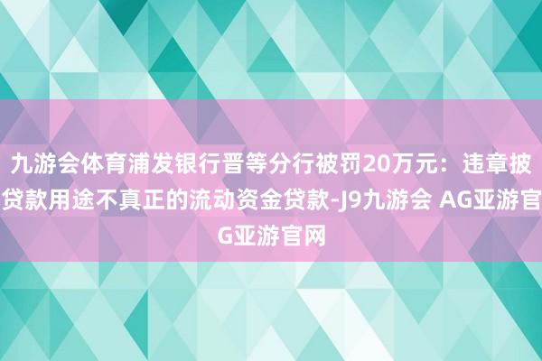 九游会体育浦发银行晋等分行被罚20万元：违章披发贷款用途不真正的流动资金贷款-J9九游会 AG亚游官网